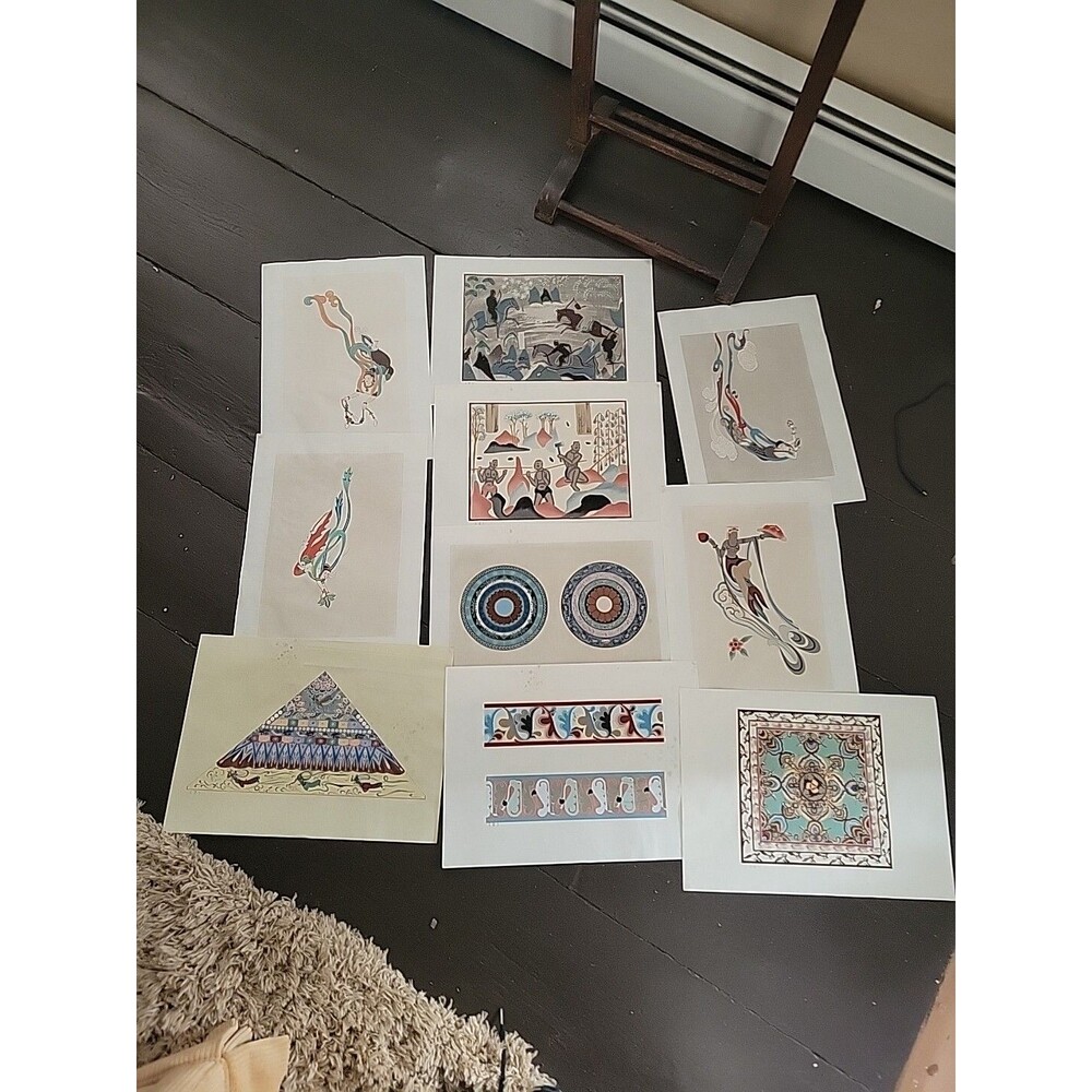 Tunhuang Cave Mural Paintings Folio Lot Of 10 Antique? Deva Lace Dunhuang China